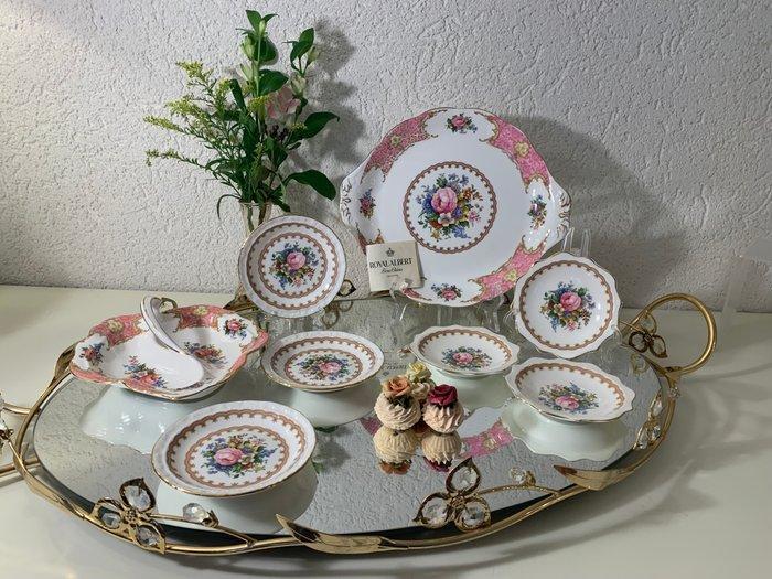 Royal Albert - Gebak/taartset (8) - Been, Goud, Porselein, Antiek en Kunst, Antiek | Meubels | Tafels