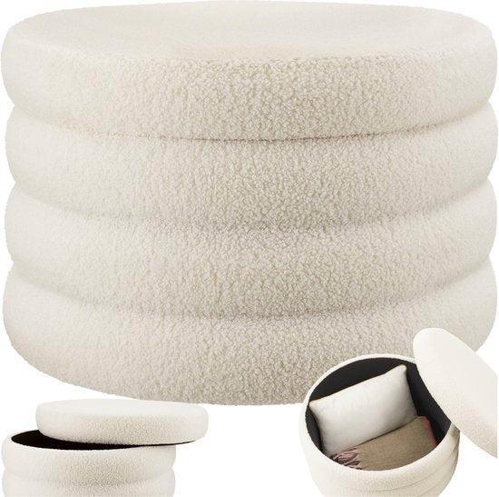 2dekans | tectake® Poef Altu XL – Bouclé Zithocker met, Huis en Inrichting, Banken | Bankstellen, Zo goed als nieuw, Ophalen of Verzenden