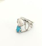 Zonder minimumprijs - Ring Zilver Parel - Turquoise, Sieraden, Tassen en Uiterlijk, Ringen, Nieuw