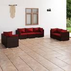 vidaXL 7-delige Loungeset met kussens poly rattan bruin, Verzenden, Nieuw, Rotan, Loungeset