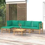 vidaXL 6-delige Loungeset met kussens bamboe groen, Verzenden, Nieuw, Hout, Loungeset