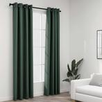 vidaXL Gordijnen linnen-look verduisterend ogen 2 st 140x225, Verzenden, Nieuw, Groen