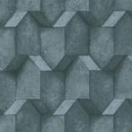 Profhome 388271-GU 3D behang geometrisch mat blauw petrol, Huis en Inrichting, Stoffering | Behang, Verzenden