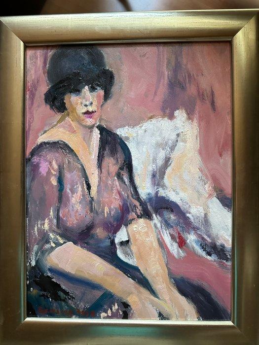 Tony Reniers (1923-2013) - Dame met bolhoed., Antiek en Kunst, Kunst | Schilderijen | Klassiek