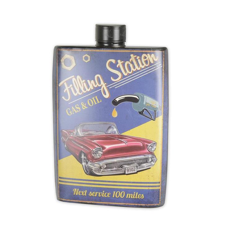 Blikken olieblik met reliëf - gas en olie (Interieur), Antiek en Kunst, Kunst | Beelden en Houtsnijwerken, Verzenden