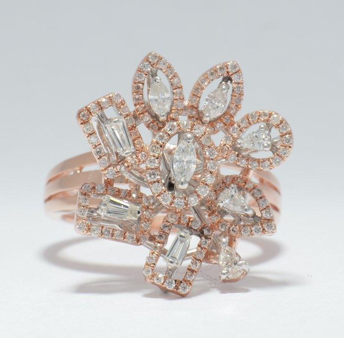 Statement ring - 14 karaat Roségoud - 0.70ct. tw. Diamant, Sieraden, Tassen en Uiterlijk, Antieke sieraden