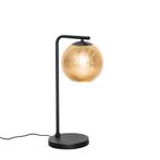 Design tafellamp zwart met goud glas - Bert, Huis en Inrichting, Lampen | Tafellampen, Nieuw, Glas, Design, 50 tot 75 cm