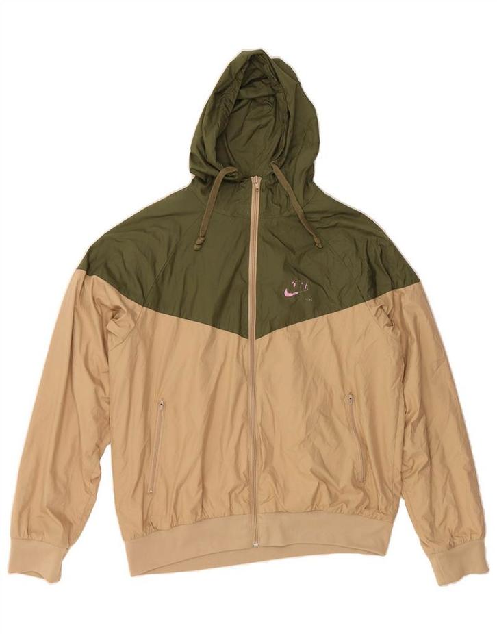 NIKE Mens Hooded Rain Jacket UK 38 Medium Green Colourblock, Kleding | Heren, Jassen | Winter, Verzenden