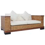 vidaXL Tweezitsbank met kussens natuurlijk rattan bruin, Verzenden, 150 tot 200 cm, Riet of Rotan, Nieuw