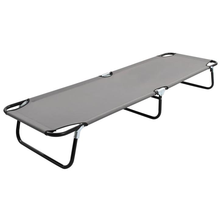 vidaXL Ligbed inklapbaar staal grijs, Tuin en Terras, Ligbedden, Nieuw, Verzenden