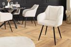 Draaibare Retro Stoel AVIGNON beige chenille zwarte metalen, Huis en Inrichting, Ophalen of Verzenden, Nieuw