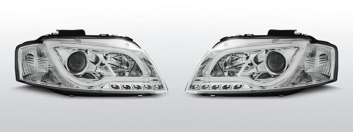 Koplampen Tube Light | Audi A3 8P 2003-2008 | chroom, Auto-onderdelen, Verlichting, Nieuw, Audi, Verzenden