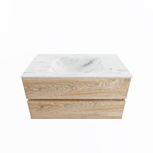 MONDIAZ VICA-DLUX 90cm badmeubel onderkast Washed Oak 2, Doe-het-zelf en Verbouw, Sanitair, Bad, Nieuw, Ophalen of Verzenden