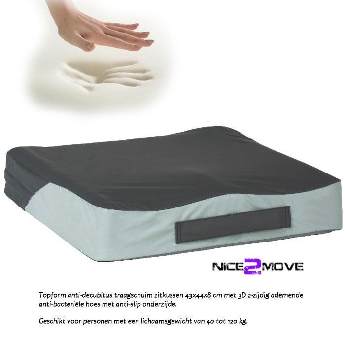 Rolstoel zitkussen Topform anti-decubitus - Visco 43 x 44 x, Diversen, Rolstoelen, Ophalen of Verzenden