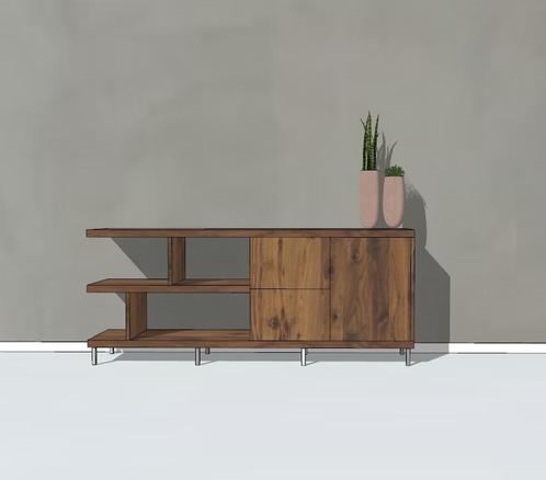 Noten dressoir Hotze | greep loos | Massief notenhout, Huis en Inrichting, Kasten | Dressoirs, 25 tot 50 cm, Met lade(s), Met deur(en)