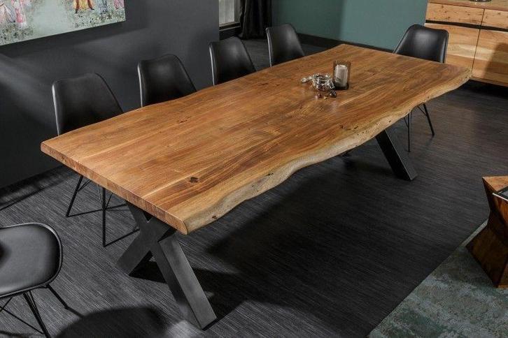 Massief houten eettafel MAMMUT NATURE 200cm acacia X-frame, Huis en Inrichting, Tafels | Eettafels, Ophalen of Verzenden
