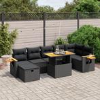 vidaXL 8-delige Loungeset met kussens poly rattan zwart, Tuin en Terras, Tuinsets en Loungesets, Verzenden, Nieuw, Rotan, Loungeset
