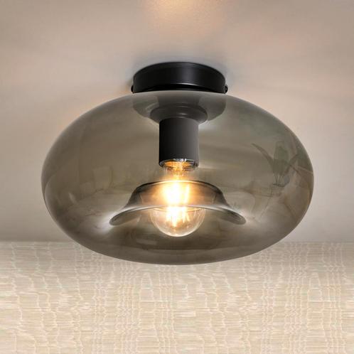 Design Plafondlamp Art Deco Zwart smoke, Huis en Inrichting, Lampen | Plafondlampen, Nieuw, Glas, Metaal, Verzenden