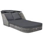 vidaXL Ligbed met luifel poly rattan antraciet, Tuin en Terras, Ligbedden, Verzenden, Nieuw