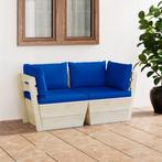 vidaXL Tuinbank 2-zits met kussens pallet vurenhout, Tuin en Terras, Verzenden, Nieuw, Hout