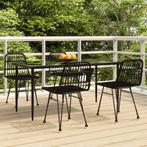 vidaXL 5-delige Tuinset poly rattan zwart, 4 zitplaatsen, Nieuw, Tuinset, Verzenden