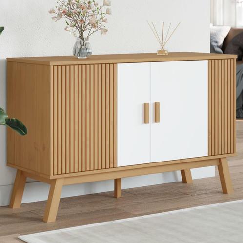 vidaXL Dressoir OLDEN 114x43x73,5 cm massief grenenhout wit, Huis en Inrichting, Kasten | Dressoirs, 25 tot 50 cm, Nieuw, 100 tot 150 cm