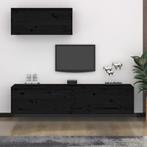 vidaXL Tv-meubelen 3 st massief grenenhout zwart, Huis en Inrichting, Kasten | Televisiemeubels, Nieuw, Verzenden