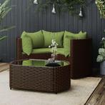 vidaXL 4-delige Loungeset met kussens poly rattan bruin, 4 zitplaatsen, Nieuw, Loungeset, Verzenden