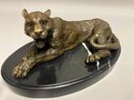 sculptuur, Liggende Panter - 13 cm - Brons