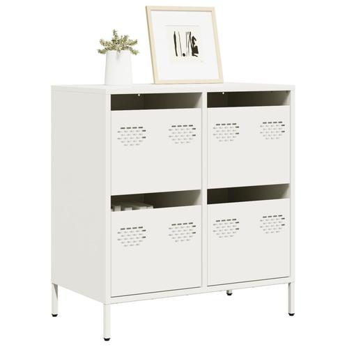 vidaXL Dressoir 68x39x73,5 cm koudgewalst staal wit, Huis en Inrichting, Kasten | Dressoirs, Nieuw, Metaal, Verzenden