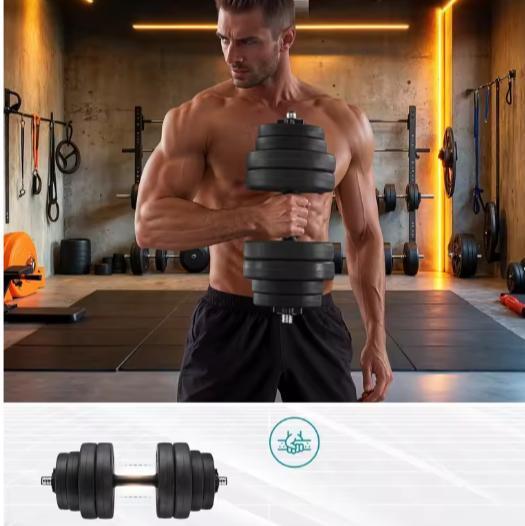 Halterset 30 kg –Verstelbare Dumbbell en Barbell Thuisfitnes, Sport en Fitness, Fitnessmaterialen, Nieuw, Verzenden