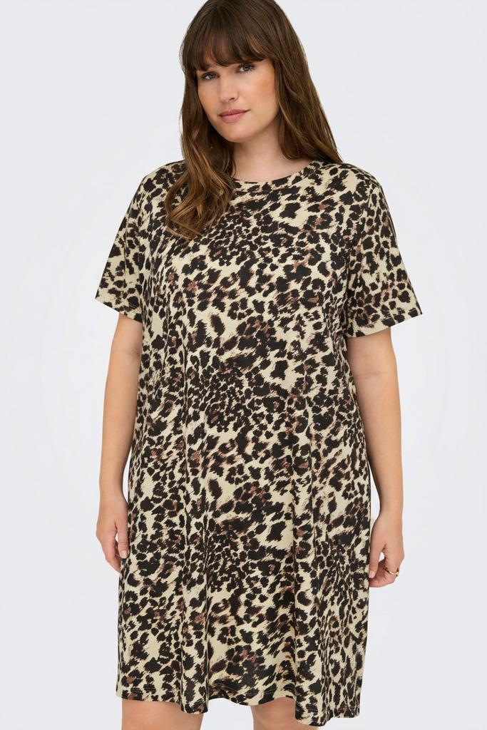 ONLY ECO midi jurk dierenprint Maat:, Kleding | Dames, Jurken, Overige kleuren, Nieuw, Verzenden