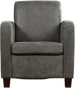 Leren fauteuil - Kenia Leer Antracite - Hout zwart, Huis en Inrichting, Fauteuils, Nieuw, Ophalen of Verzenden, Landelijk, 50 tot 75 cm