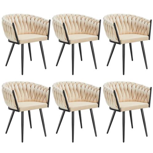 Set eetkamerstoelen Astano fluweel, knoopdesign - zandkleur,, Huis en Inrichting, Stoelen, Verzenden
