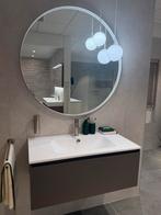 Badmeubel 90cm met RVS look kraan en ronde spiegel - 0009, Ophalen, Nieuw, 50 tot 100 cm, Wastafelkast