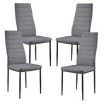 Eetkamerstoel Italië 96x43x52 cm grijs stof metaal set van 4, Huis en Inrichting, Stoelen, Verzenden, Nieuw