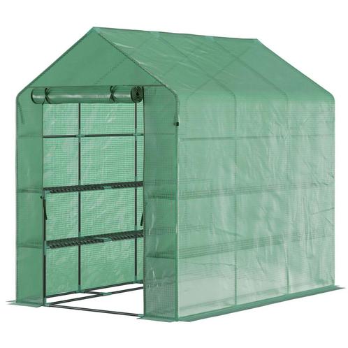 TRUUSK Foliekas Begeleidbare Kas Met 8 Planken En Deur, Groe, Tuin en Terras, Kassen, Nieuw, Verzenden