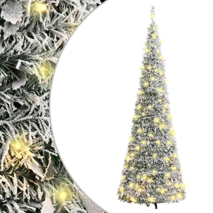 vidaXL Kunstkerstboom pop-up met sneeuw 200 LEDs 210 cm, Diversen, Kerst, Nieuw, Verzenden