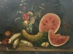Italiaanse school (XIX) - Bodegón con flores, frutas y peces, Antiek en Kunst