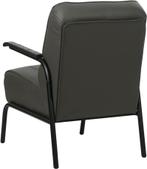 Donkergrijze leren retro fauteuil |  donkergrijs leer | NIEU, Huis en Inrichting, Fauteuils, Nieuw, Ophalen of Verzenden, Industrieel