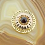 Bicolor vintage gouden broche met granaat steen (klassiek), Goud, Met edelsteen, Gebruikt, Ophalen of Verzenden