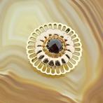 Bicolor vintage gouden broche met granaat steen (klassiek), Sieraden, Tassen en Uiterlijk, Broches, Gebruikt, Overige kleuren