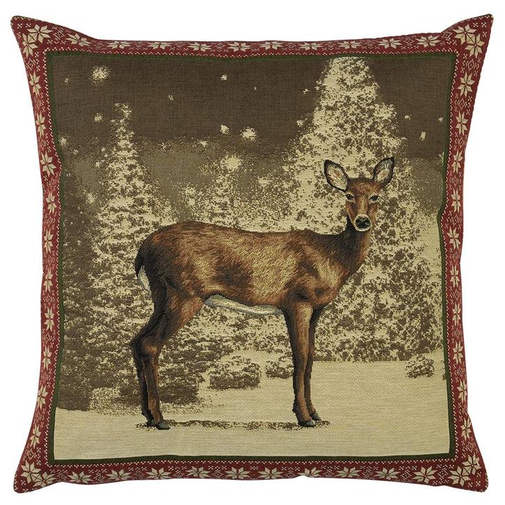 gobelin kussen ree rode rand 45x45cm, Huis en Inrichting, Woonaccessoires | Overige, Verzenden
