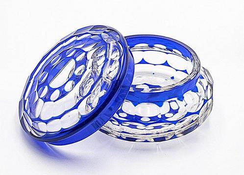 Meyrs Neffe Art Deco Faceted Cobalt Crystal Glass Jewellery, Antiek en Kunst, Antiek | Glas en Kristal