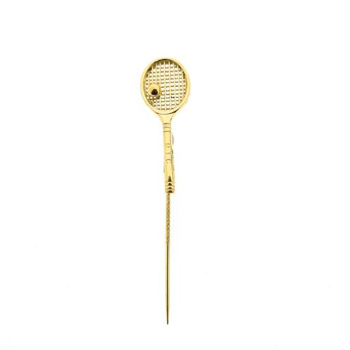 Gouden reversspeld, dasspeld | Tennisracket (vintage), Sieraden, Tassen en Uiterlijk, Broches, Overige kleuren, Gebruikt, Goud