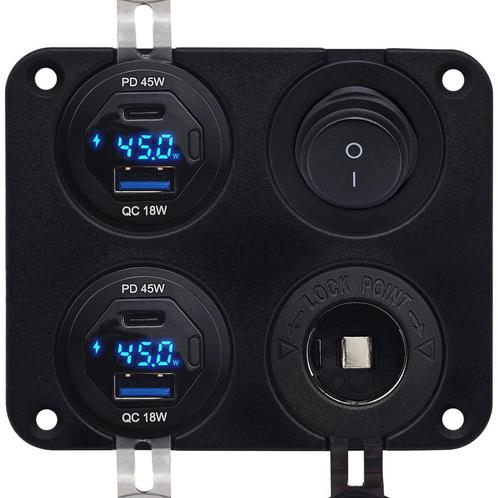 ProRide 12V USB Autolader 4 Poorten - 45W/QC3.0 - Schakelaar, Doe-het-zelf en Verbouw, Elektra en Kabels, Nieuw, Verzenden