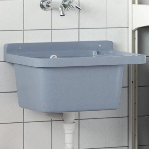 vidaXL Wasbak wandgemonteerd 50x35x24 cm hars grijs, Doe-het-zelf en Verbouw, Sanitair, Nieuw, Verzenden