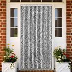 vidaXL Vliegengordijn 100x230 cm chenille grijs en zwart-wit, Huis en Inrichting, Stoffering | Gordijnen en Lamellen, Verzenden