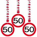 Hangdecoratie 50 Jaar Verkeersbord 75cm 3st, Hobby en Vrije tijd, Feestartikelen, Verzenden, Nieuw