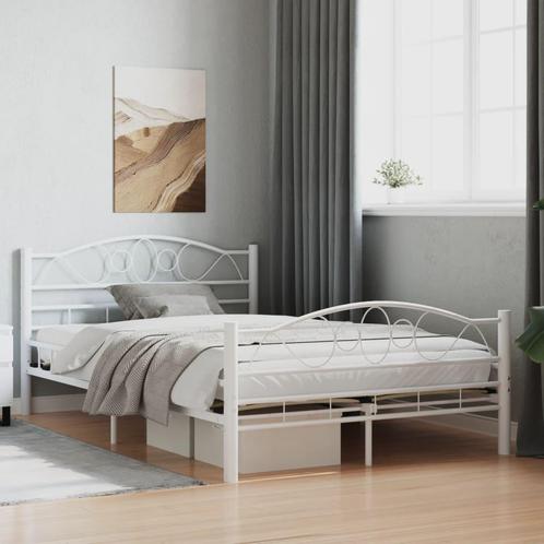 vidaXL Bedframe metaal wit 120x200 cm, Huis en Inrichting, Slaapkamer | Bedden, 120 cm, 200 cm, Wit, Twijfelaar, Nieuw, Metaal